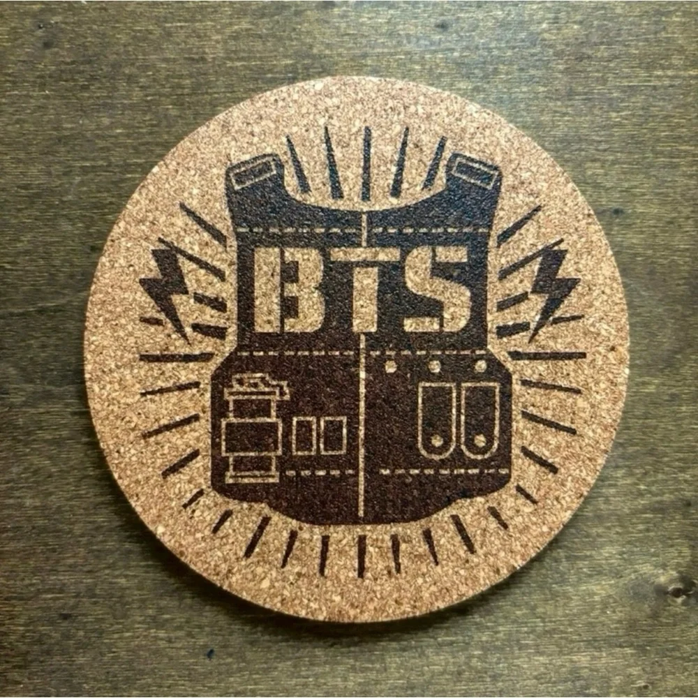 BTS Laser Engraved Cork Coasters Lot of 5
